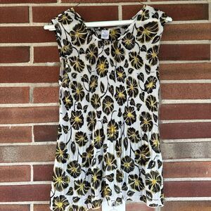 BFA Classics White Yellow Black Floral Crinkle Tank Top Women’s Sz XL A1698